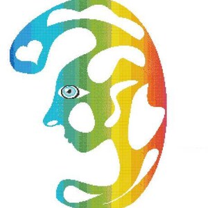 Abstract Rainbow Counted Cross Stitch pattern only PDF: