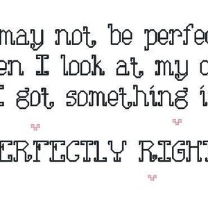 Not Perfect Counted Cross Stitch pattern only PDF: