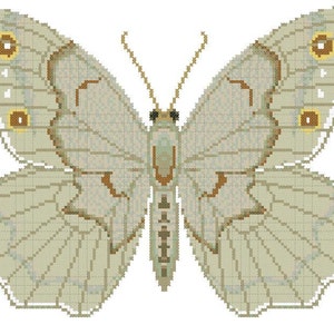 Beige Butterfly Counted Cross Stitch Chart - Pattern only Digital PDF