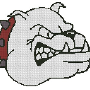 Bulldog Face, Georgia Fans, Counted Cross Stitch Pattern only PDF #dog