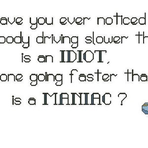 When You Drive Counted Cross Stitch pattern only PDF:
