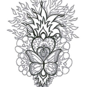 Flaming Heart Counted Cross Stitch Chart - Pattern only Digital PDF
