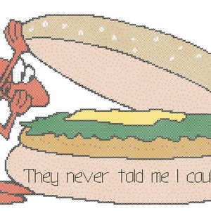 The Ant and Cheeseburger Counted Cross Stitch pattern PDF: