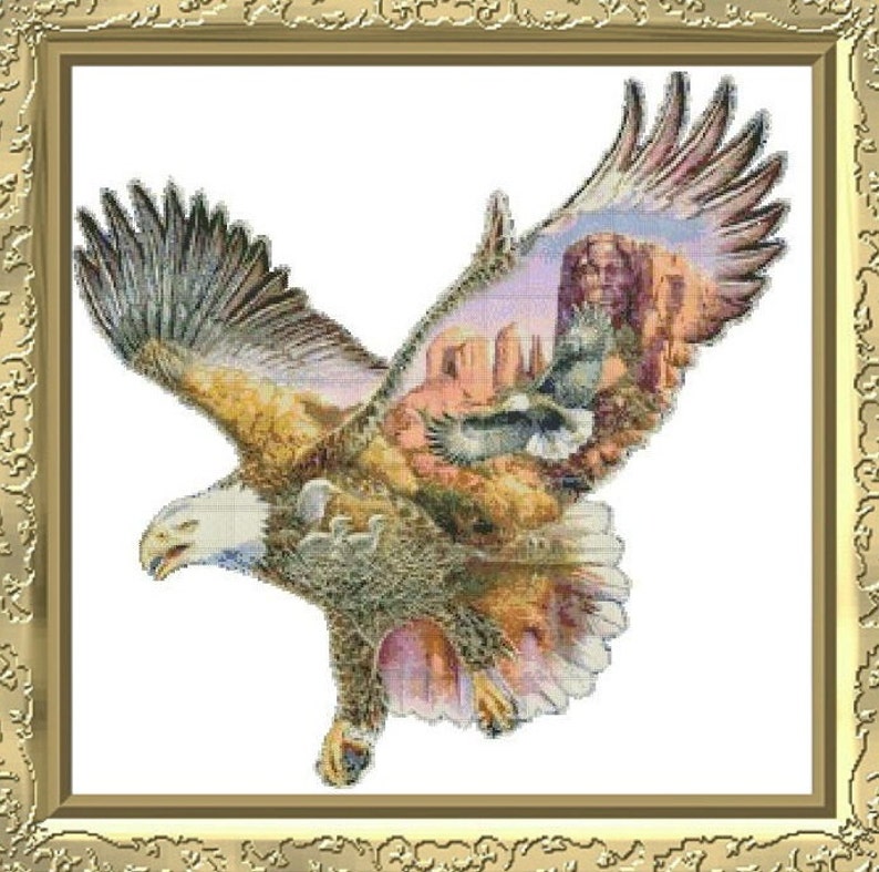 Portrait of an Eagle Counted Cross Stitch Chart Pattern Only. - Etsy