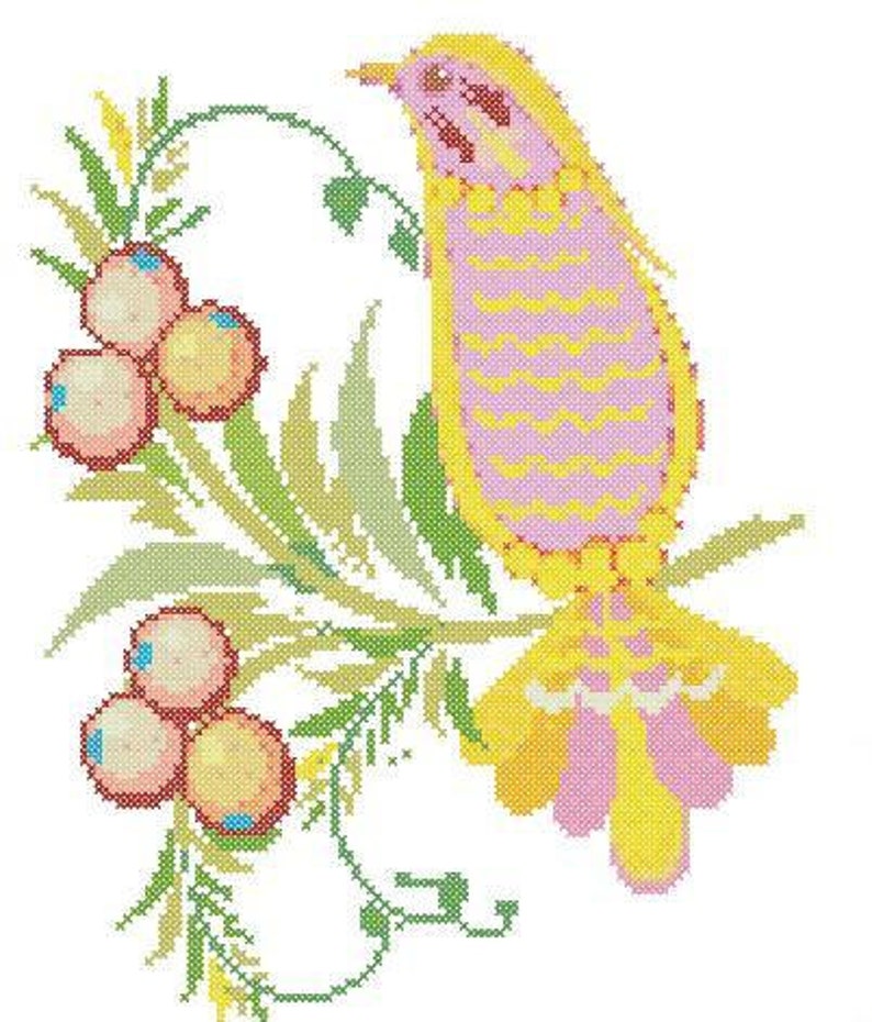 Bird and Berries Counted Cross Stitch Pattern Only PDF: - Etsy