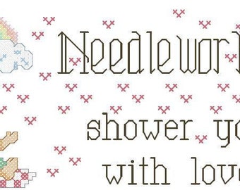 Needleworkers Love Counted Cross Stitch pattern only PDF:
