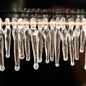 Glass Icicles, miniature Icicles, Set of 15,  about 1" to 1.5”, Skinny Holiday Ornament Home Decoration