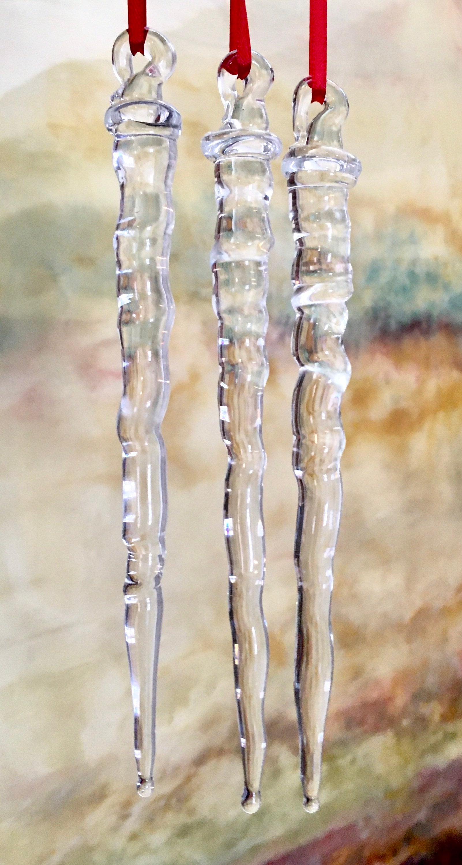 Glass Icicles 1 to 6 Handmade 7 Holiday Ornament Home Etsy