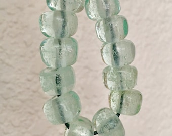 Upcycled Lampwork Beads 12  Bottle Green Recylced beads made from Soda bottle