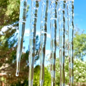 NEW Size, Realistic ICICLES, 10 long 7” to 8” Icicles, Glass Icicles, Holiday Ornament, Christmas Decoration, Christmas Gift, Party Favor