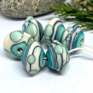Lampwork Glass Bead Set of 6 Turquoise Speckled Beads Lightly - Etsy