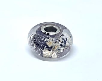 Pet Memorial Cremation Bead: Boro Glass, Sterling Silver, 5mm Hole, Inspire Glass Studio