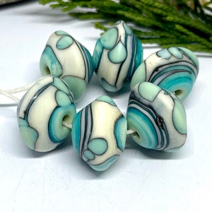 Lampwork Glass Bead Set of 6 Turquoise Speckled Beads Lightly - Etsy