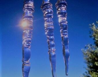 Icicles One to Six 6" Blue Glass Handmade Christmas Ornaments