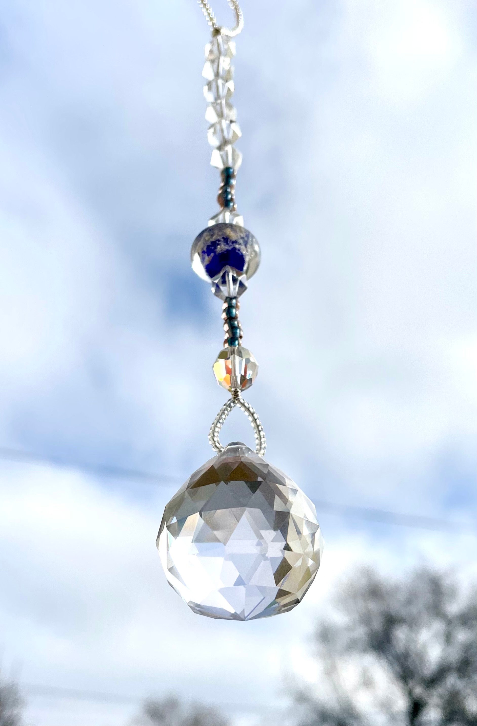 Memorial Sun Catcher with One Pet Ashes Bead, Cremation Suncatcher for Remembrance-Inspire Glass Studio