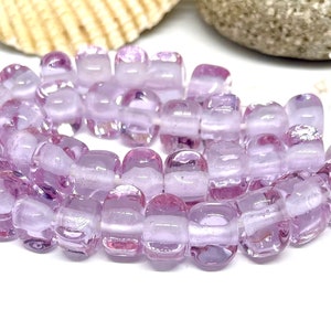 Glass Lampwork Bead set of Glossy Pink/ Lavender Glass Bead Nuggets- Inspire Glass Studio