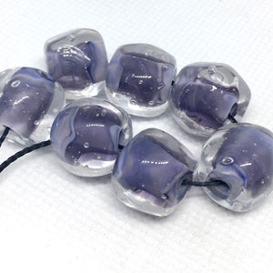 Glass Lampwork 7 Purple Encased Handmade Glass Beads