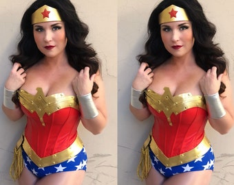 COSTUME Wonder Superhero Woman w/ Royal Blue Star-Spangled Bottoms