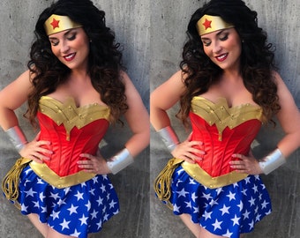 COSTUME Wonder Superhero Woman w/ Royal Blue Star-Spangled SKIRT