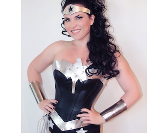 New DARK Wonder Superhero Woman Costume Bootcovers