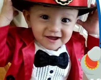 Circus Costume -9 Months to 3T - Tuxedo Jacket Fully Lined with Tails - Birthday, Carnival, Circus, Ringleader, Ringmaster, Lion Tamer