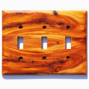 Yew Wood Light Switch Cover Plate for Wall Art Decor Interior Design Ideas for Home Unique Natural Wood Three Gang Switch Plate Cover