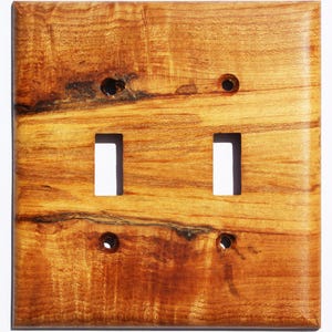 Figured Maple Light Switch Cover Plate for Wall Art Decor Double Toggle Interior Design Ideas for Home Unique Natural Wood Switch Plate