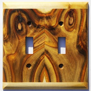 Sumac Wood Light Switch Cover Plate for Wall Art Decor Double Toggle Interior Design Ideas for Home Unique Natural Wood Switch Plate