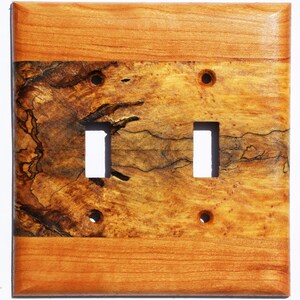 Figured Maple and Cherry Light Switch Cover Plate for Wall Art Nouveau Double Toggle Switch Plate Interior Design for Home Unique Wood Plate