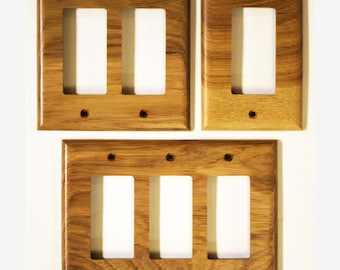 Juego personalizado de placas para interruptores de madera de nogal americano: decoración de madera natural