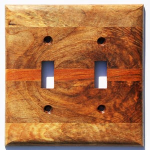 Figured Maple Light Switch Cover Plate for Wall Art Decor Double Toggle Interior Design Ideas for Home Unique Natural Wood Switch Plate
