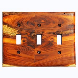 Yew Wood Light Switch Cover Plate for Wall Art Decor Interior Design Ideas for Home Unique Natural Wood Three Gang Switch Plate Cover