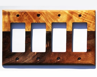 Quilted Maple & Walnut 4-Gang Rocker Light Switch Cover