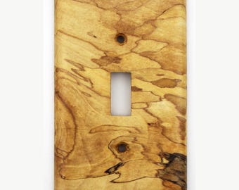 Osłona przełącznika światła (przełącznika) z klonu spalted / płytka ścienna
