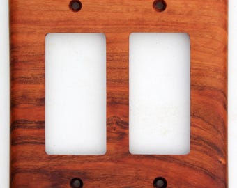 Cherry Double Rocker Light Switch Plate: Natural Wood Decor