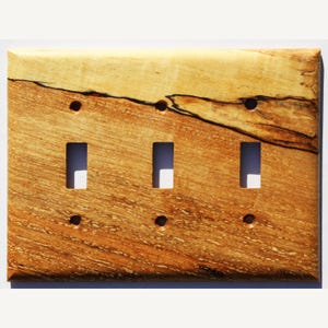Spalted Maple Light Switch Cover Plate for Wall Art Decor Interior Design Ideas for Home Unique Natural Wood Three Gang Switch Plate Cover