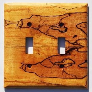 Spalted Maple Light Switch Cover Plate for Wall Art Decor Double Toggle Interior Design Ideas for Home Unique Natural Wood Switch Plate