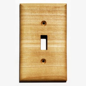 Poplar Wood Light Switch Cover Plate for Wall Art Decor Light Green Toggle Interior Design Ideas for Home Unique Natural Wood Switch Plate