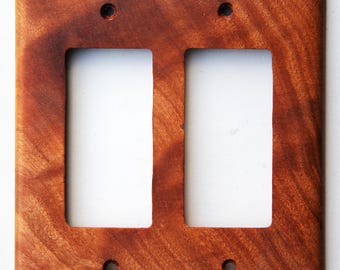 Cherry Double Rocker Light Switch Plate: Natural Wood Decor