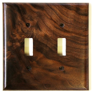 Black Walnut Burl Double Toggle Light Switch Cover Plate