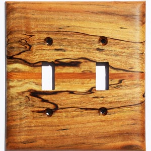 Spalted Maple Light Switch Cover Plate for Wall Art Decor Double Toggle Interior Design Ideas for Home Unique Natural Wood Switch Plate