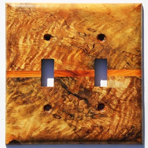 Figured Maple Light Switch Cover Plate for Wall Art Decor Double Toggle Interior Design Ideas for Home Unique Natural Wood Switch Plate