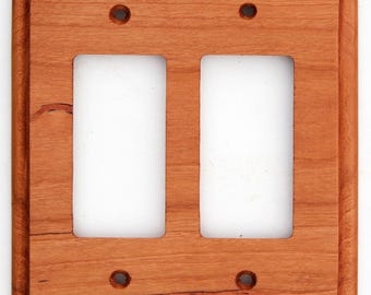 Cherry Double Rocker Light Switch Plate: Natural Wood Decor