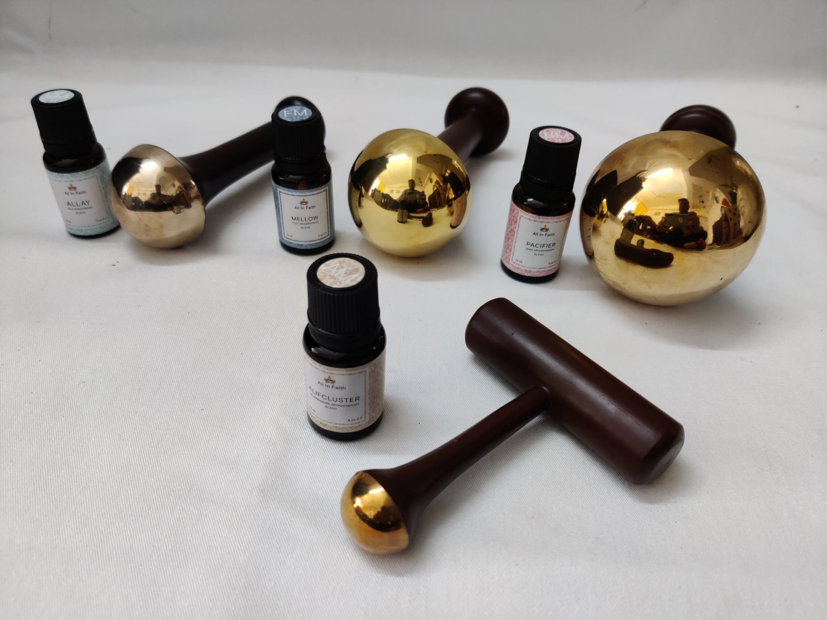 Kansa Ayurveda Wand Massager Wands Set of 4 With 100 Pure Aroma Therapy Massage Essential Oil