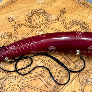 Medieval Battle Sound Viking Cattle Blowing Horn Novelty Red Color With Brass Finishing image 4