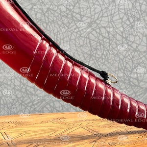 Medieval Battle Sound Viking Cattle Blowing Horn Novelty Red Color With Brass Finishing image 2