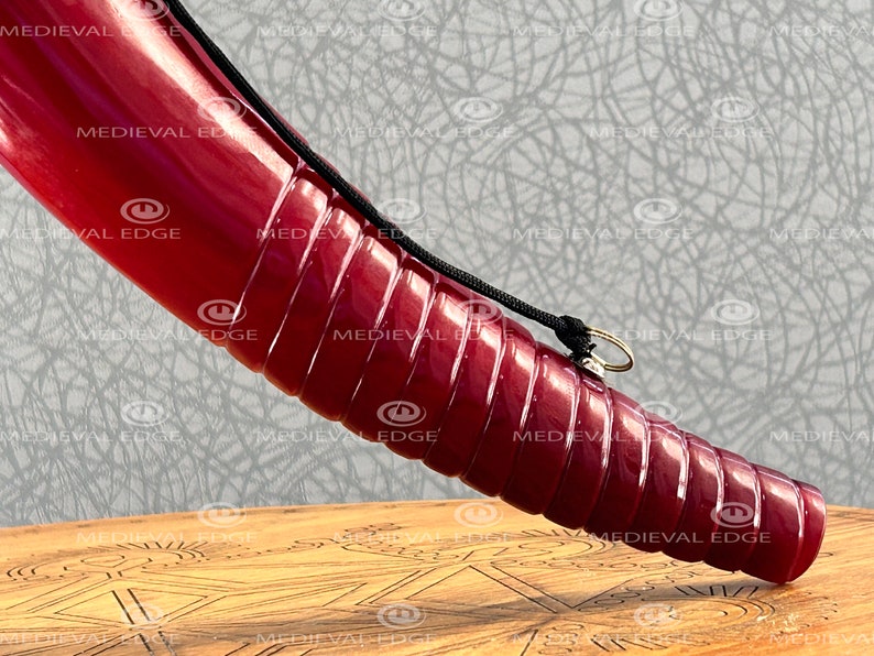 Medieval Battle Sound Viking Cattle Blowing Horn Novelty Red Color With Brass Finishing image 2