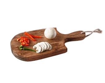 Classic Wood Cutting Board with Handle, Wood Serving Board, Paddle Board- All Natural - No Glue