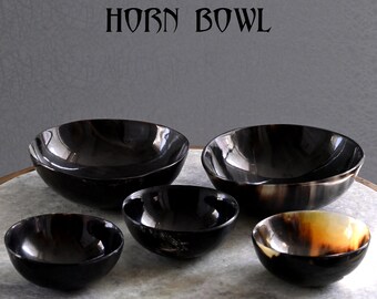 Horn Bowl Viking Norse Medieval Reenactment Feast Cow Medium size Hand Crafted Serving Horn Bowl set of 5- Polished Finish