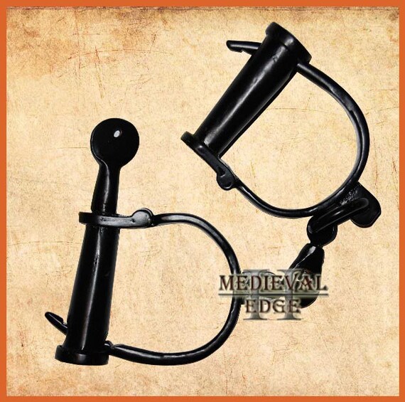 Iron Handcuffs Antique Style Police Shackles Props New Police Chrom HandCuff